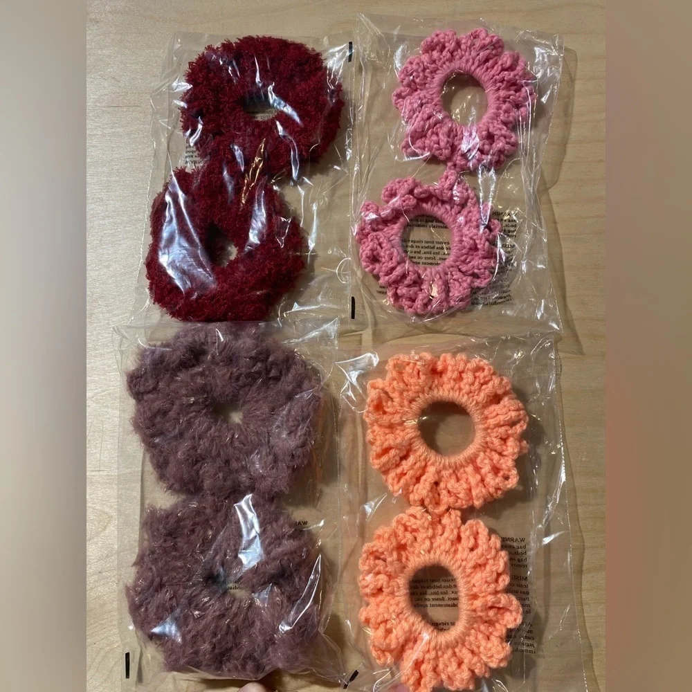 Hand Crafted Crochet Scrunchies 8 Pieces (AC-2)